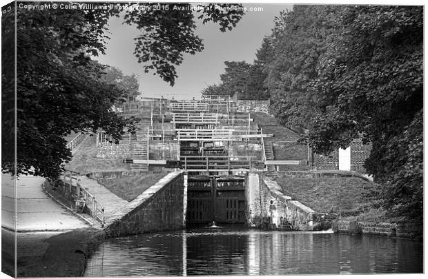  Bingley Five Rise Locks Yorkshire 2 BW Canvas Print by Colin Williams Photography