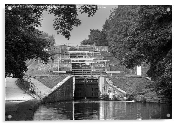  Bingley Five Rise Locks Yorkshire 2 BW Acrylic by Colin Williams Photography