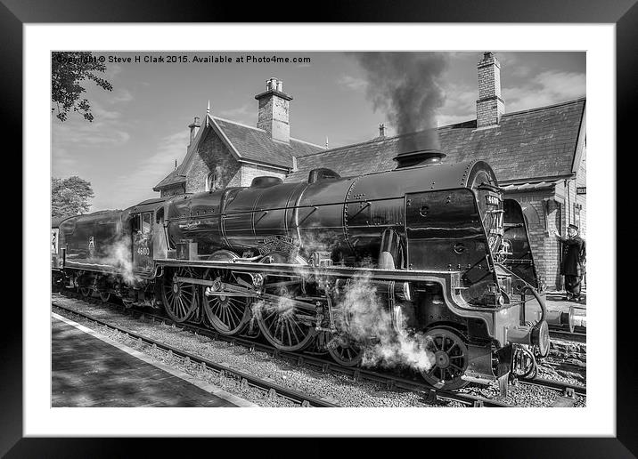 46100 Royal Scot - Black and White Version Framed Mounted Print by Steve H Clark