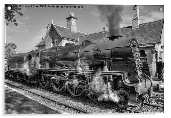 46100 Royal Scot - Black and White Version Acrylic by Steve H Clark
