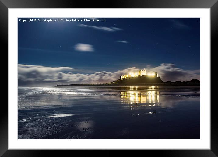  Bamburgh by Moonlight Framed Mounted Print by Paul Appleby