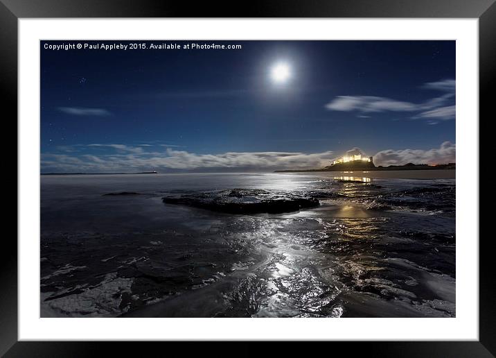  Bamburgh Moonlit - Rocks Framed Mounted Print by Paul Appleby