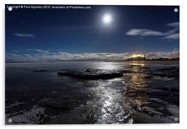  Bamburgh Moonlit - Rocks Acrylic by Paul Appleby