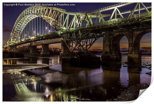 Runcorn Bridge At Night Print by Paul Madden