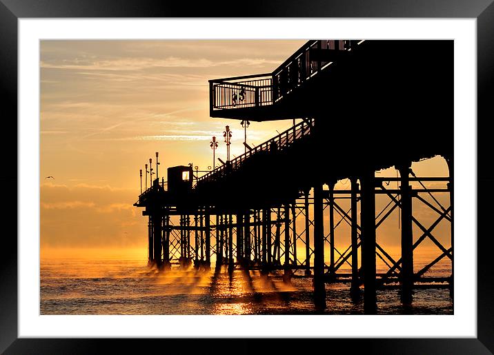 Mist at Sunrise by Teignmouth Pier Framed Mounted Print by Rosie Spooner