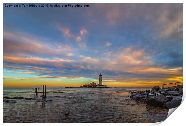  Sunrise at St Mary's Lighthouse Print by Tom Hibberd