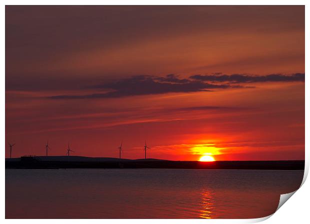 Wind turbines at sunset  Print by chris smith