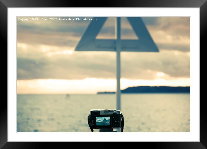 Fuji camera photographing seascape in New Zealand Framed Mounted Print by Phil Crean