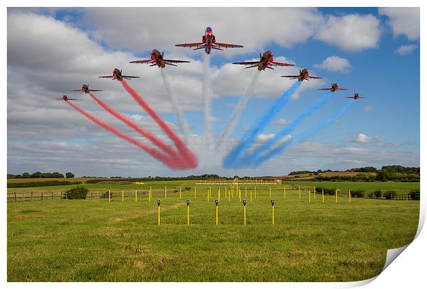  Red Arrows running in at Brize Print by Oxon Images