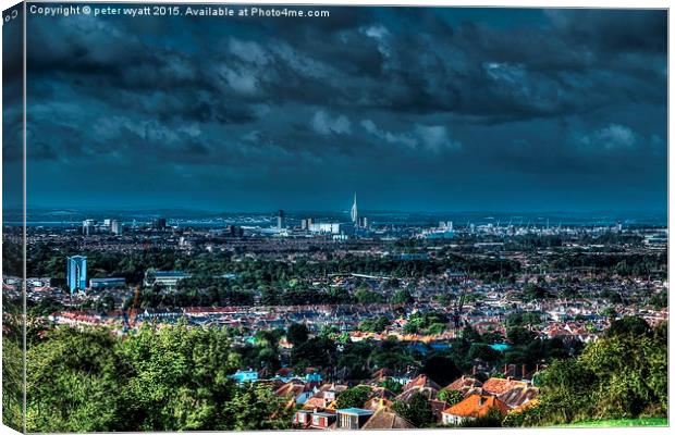  Looking down on Portsmouth  Canvas Print by peter wyatt