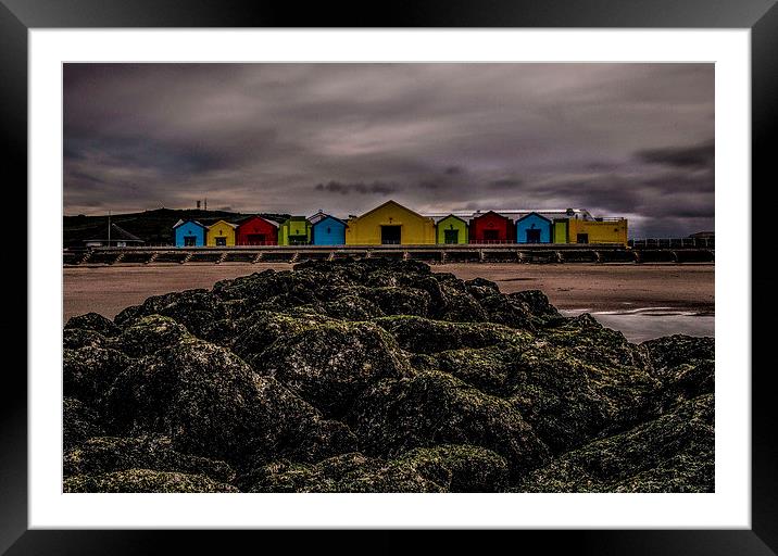 Faux Beach Huts Framed Mounted Print by Chris Evans