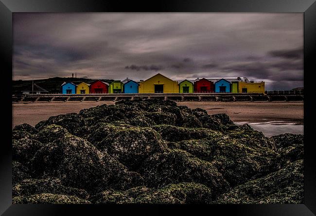 Faux Beach Huts Framed Print by Chris Evans