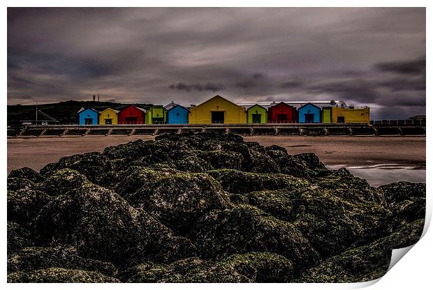 Faux Beach Huts Print by Chris Evans