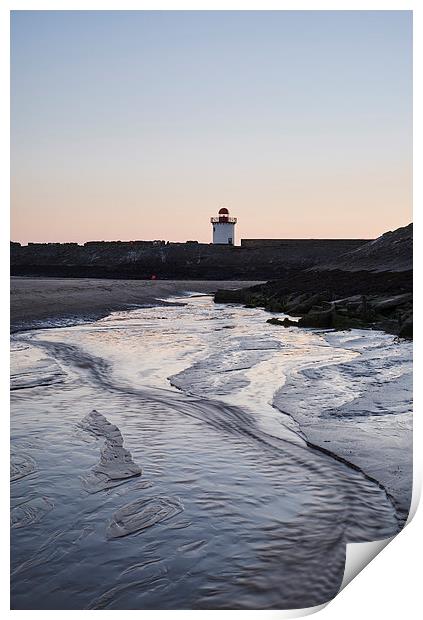 Burry Port lighthouse at twilight. Wales, UK. Print by Liam Grant