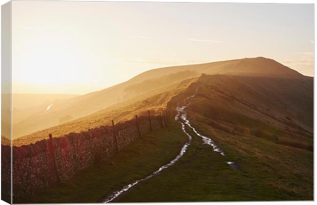 Rushup Edge at sunset. Derbyshire, UK. Canvas Print by Liam Grant