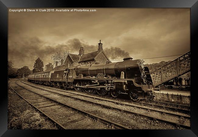 46100 Royal Scot  - Sepia Version Framed Print by Steve H Clark