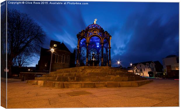  Blue hour Fountain Canvas Print by Clive Rees