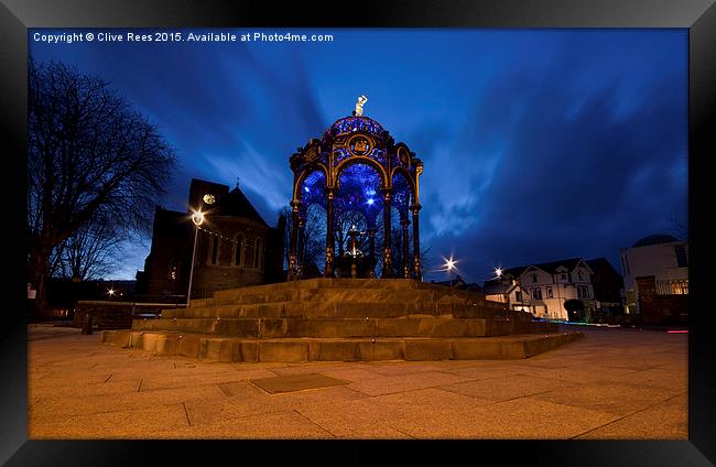  Blue hour Fountain Framed Print by Clive Rees