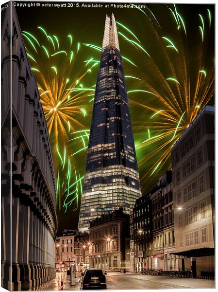  fireworks and the shard Canvas Print by peter wyatt