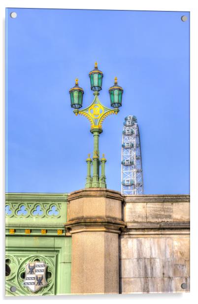 The London Eye And Westminster Bridge Acrylic by David Pyatt
