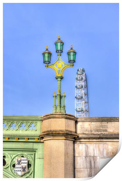 The London Eye And Westminster Bridge Print by David Pyatt
