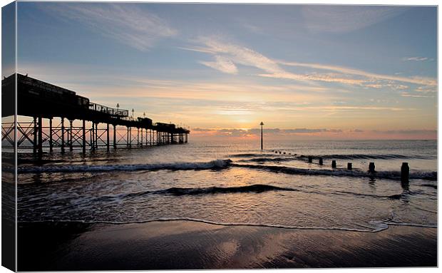  Sunrise by Teignmouth Pier Canvas Print by Rosie Spooner