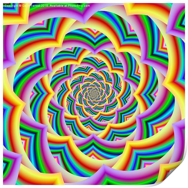 Colorful Curved Chevron Spiral  Print by Colin Forrest
