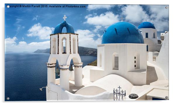 Santorini Churches Acrylic by Martin Parratt