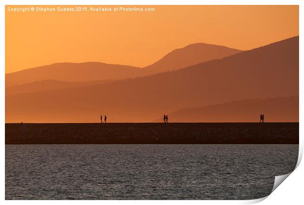 Setting Sun at Iona Beach Regional Park Print by Stephen Suddes