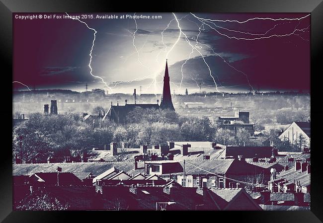  Lightning storm Framed Print by Derrick Fox Lomax