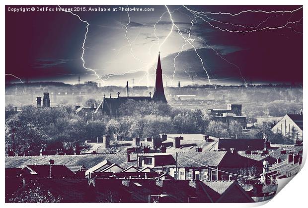  Lightning storm Print by Derrick Fox Lomax