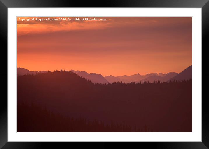 Sunset Over the Coast Range Framed Mounted Print by Stephen Suddes