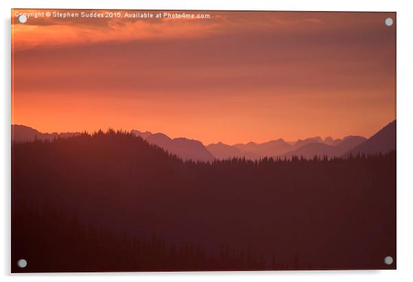 Sunset Over the Coast Range Acrylic by Stephen Suddes