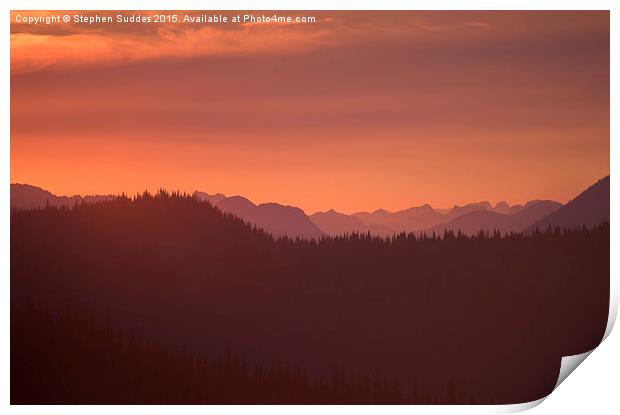 Sunset Over the Coast Range Print by Stephen Suddes