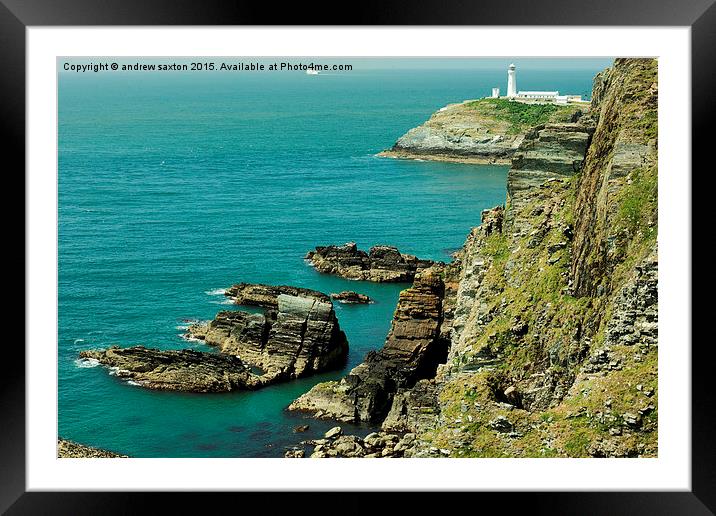  ANGLESEY LIGHT HOUSE Framed Mounted Print by andrew saxton