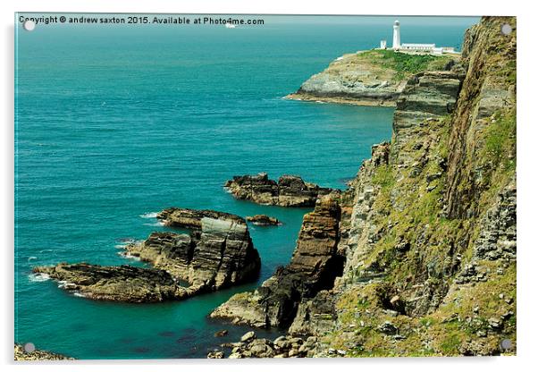  ANGLESEY LIGHT HOUSE Acrylic by andrew saxton