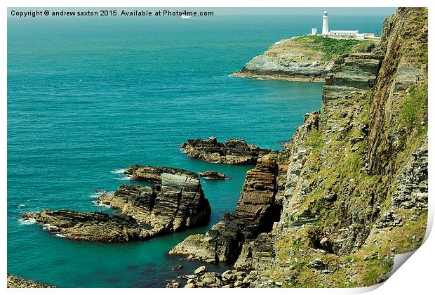  ANGLESEY LIGHT HOUSE Print by andrew saxton