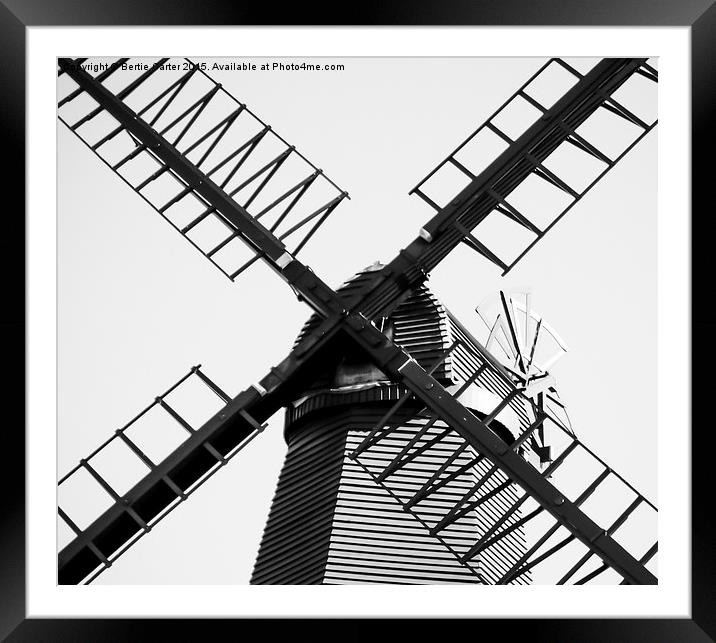 Black and White Windmill Framed Mounted Print by Bertie Carter