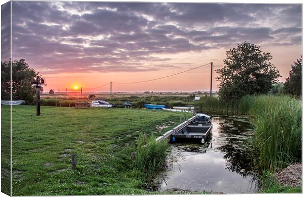  Sunset at Somerton Staithe, Norfolk Canvas Print by James Taylor