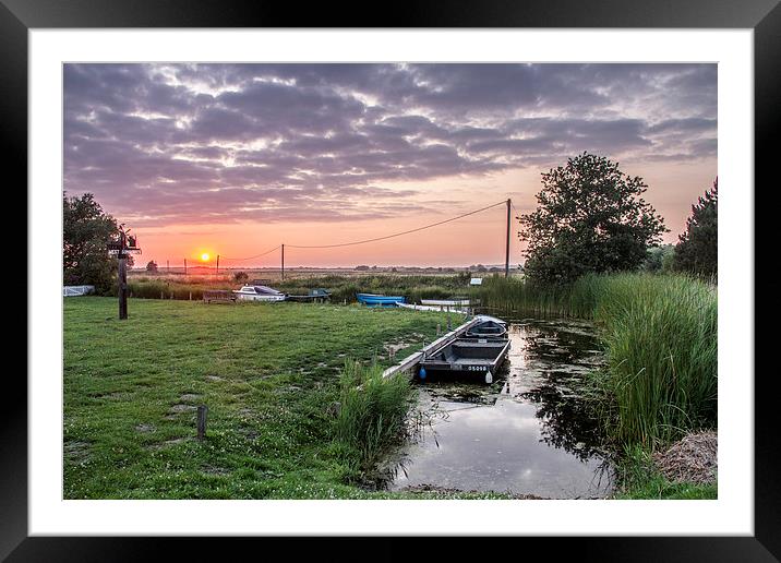  Sunset at Somerton Staithe, Norfolk Framed Mounted Print by James Taylor