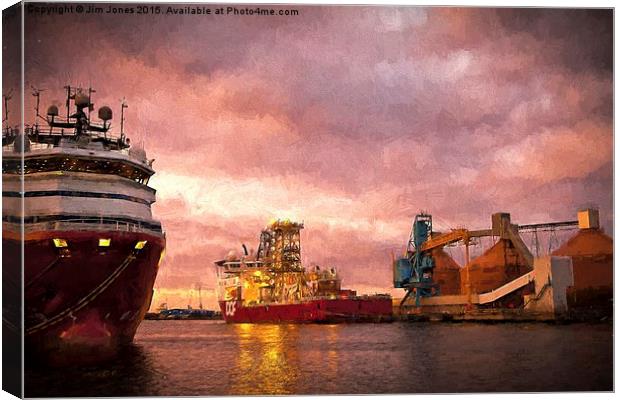  Port of Blyth at dusk with Artistic Filter Canvas Print by Jim Jones