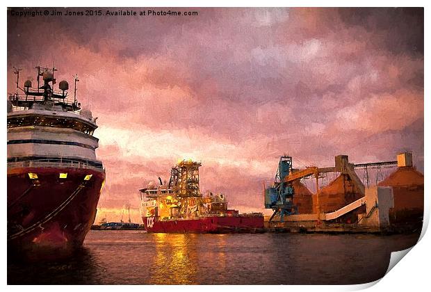  Port of Blyth at dusk with Artistic Filter Print by Jim Jones