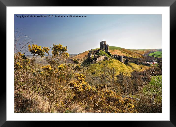 Corfe Castle view Framed Mounted Print by Matthew Bates