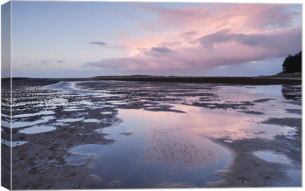 Low tide at twilight. Holkham, Norfolk, UK. Canvas Print by Liam Grant