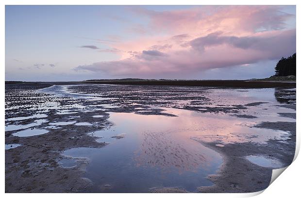 Low tide at twilight. Holkham, Norfolk, UK. Print by Liam Grant