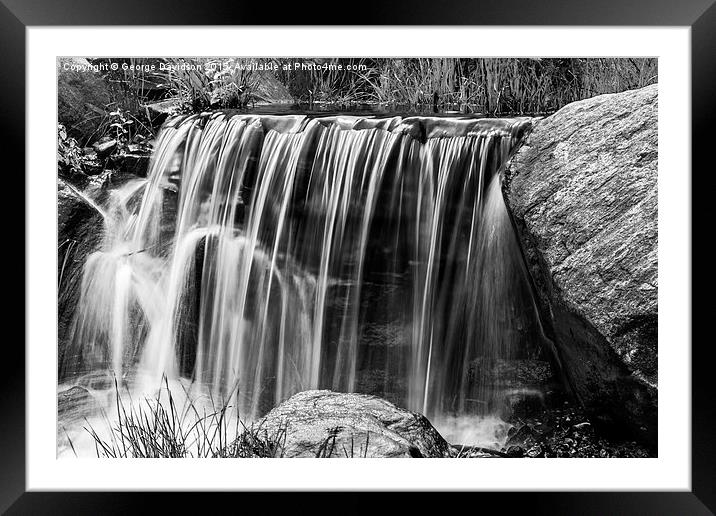  Waterfall Mono Framed Mounted Print by George Davidson