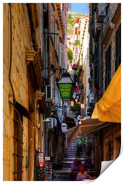 Cafe in a Dubrovnik Alley Print by Tom Gomez