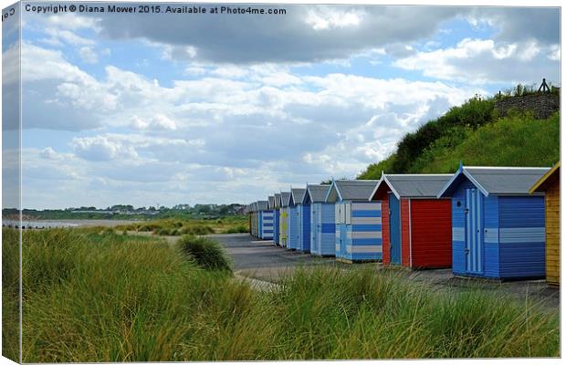  Pakefield  Beach Huts Canvas Print by Diana Mower