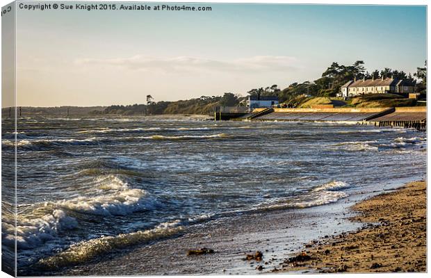  A bright and breezy day at Lepe beach,Hampshire Canvas Print by Sue Knight