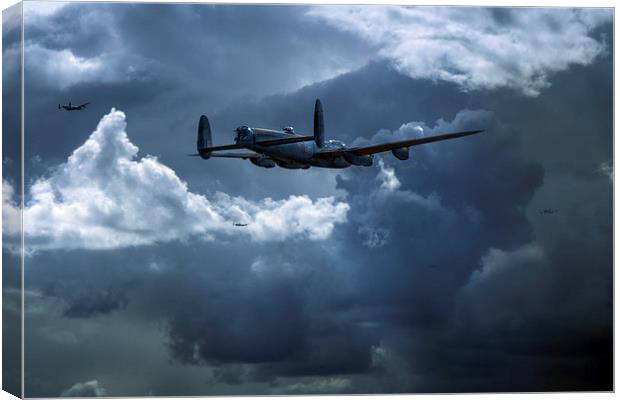Bomber's moon: Lancasters at night Canvas Print by Gary Eason